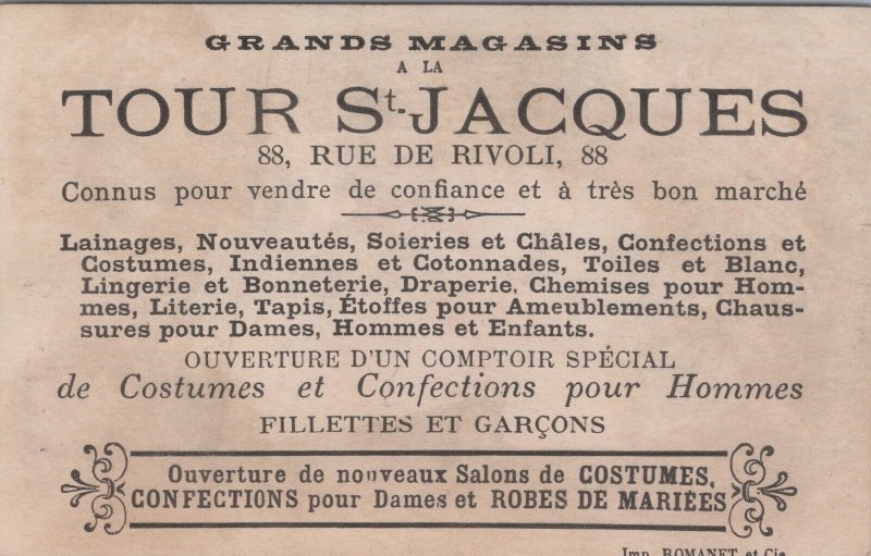 Victorian Trade Card Tour St. Jacques Diderot L1