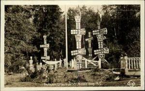 Albert Bay BC Indian Graveyard Real Photo Postcard