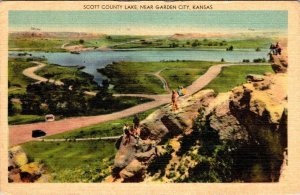 Garden City, KS Kansas  SCOTT COUNTY LAKE~Hikers/Visitors  Pearl Drugs Postcard