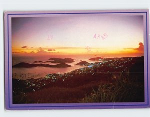 Postcard Spectacular Twilight over Charlotte Amalie, U. S. Virgin Islands