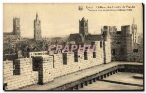 Old Postcard Ghent Castle of the Counts Panorama seen from the platform of th...