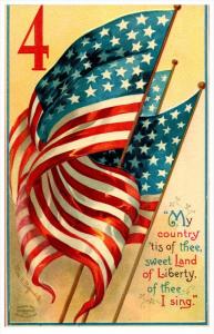 7177  4th July   Flags My Country  tis of thee   signed Ellen Clapsaddle