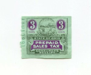 State of OHIO Prepaid Sales Tax Consumer's Receipt Vintage