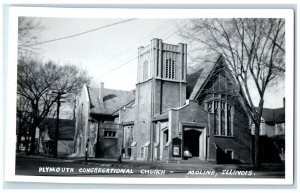 c1940's Plymouth Congregational Church Moline Illinois IL RPPC Photo Postcard