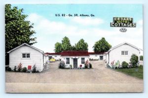 Postcard GA Albany Cedar Motel Cottages Vintage Linen L08