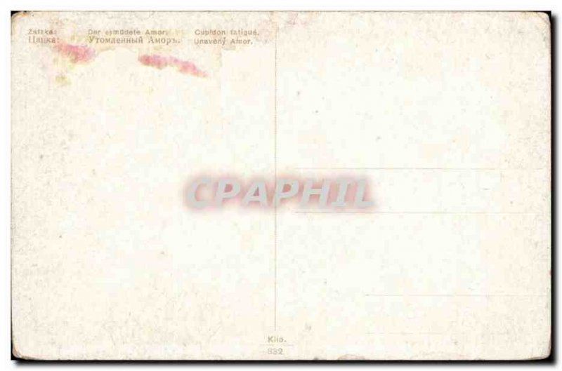 Old Postcard Fantasy Cupid tired