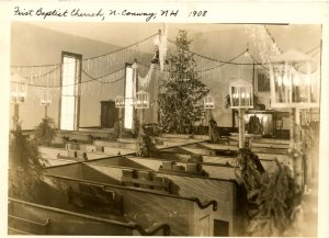 NH - North Conway, December 1908. First Baptist Church Sanctuary (5 X 7)