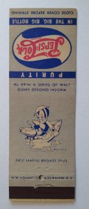 Pepsi Cola Matchbook Cover Walt Disney No 39 Duck Marine Brigade 1940s WWII