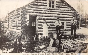 J36/ Cheboygan Michigan RPPC Postcard 1916 Hunting Camp Upper Black River 142