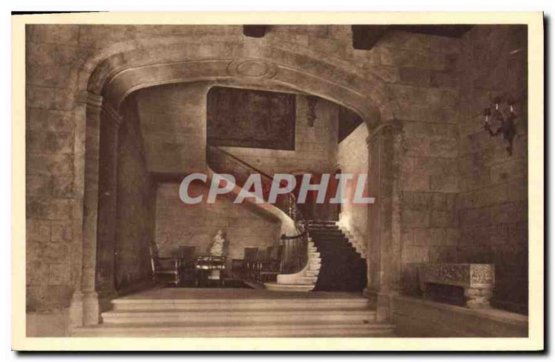 Old Postcard Chateau de Grignan Drome the staircase