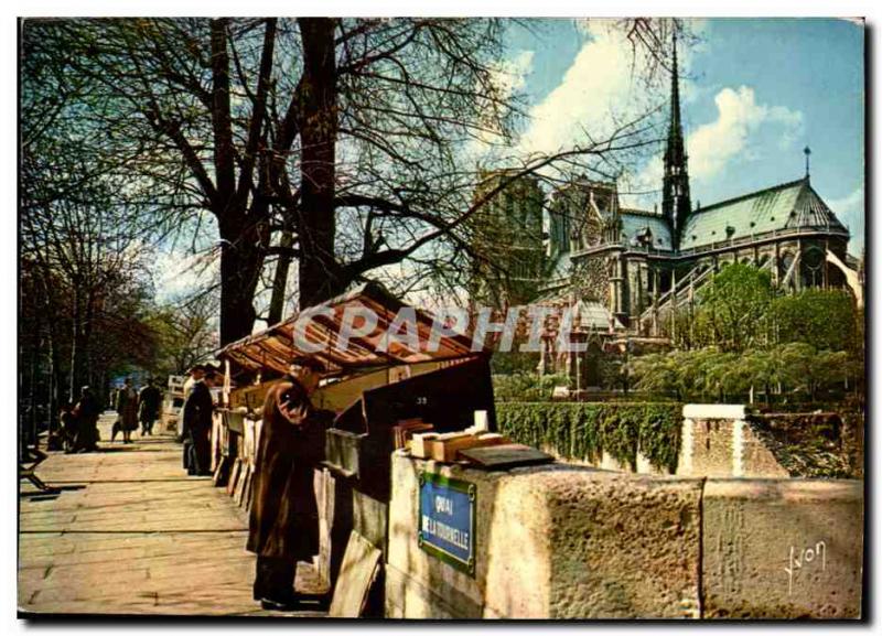 Modern Postcard Paris booksellers of the Quai de la Tournelle and Notre Dame