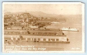 RPPC  SAN FRANCISCO, CA ~ Water Front View from BAY BRIDGE c1940s Zan  Postcard