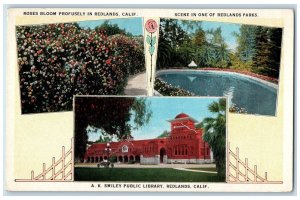 A.K Smiley Public Library Redlands California CA Vintage Multiview Postcard 