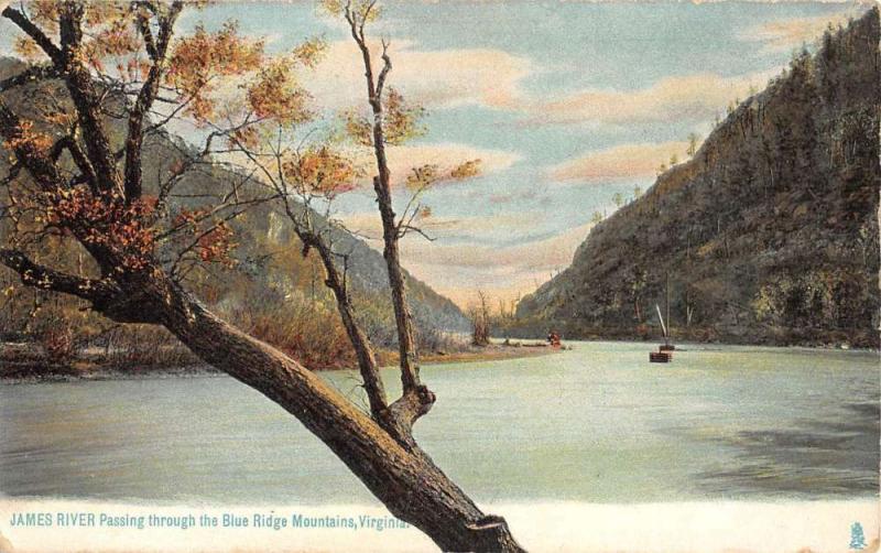 Blue Ridge Mountains Virginia James River Waterfront Antique Postcard K82679