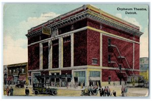 1914 Orpheum Theatre Exterior Building Detroit Michigan Vintage Antique Postcard 