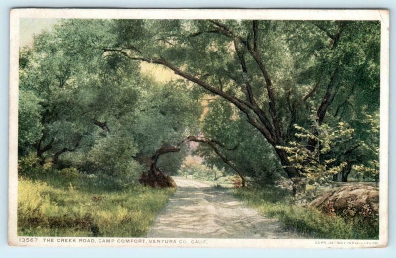 OJAI, Ventura County, California CA ~ Creek Road CAMP COMFORT 1911 Postcard