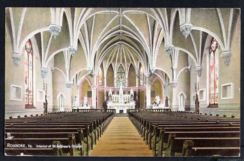 Virginia ROANOKE Interior of St. Andrews Church pm1909 - DB