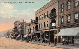 BROADWAY LOOKING NORTH PITCAIRN PENNSYLVANIA HARDWARE SHOP POSTCARD 1913