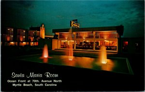 Postcard SC Myrtle Beach Santa Maria Room - Swimming Pool 1960s J3