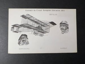 Mint 1911 France Aviation Postcard Biplane Souvenir Kimmerling Bathiat