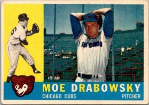 1960 Topps Baseball Card Moe Drabowsky Chicago Cubs sk10510