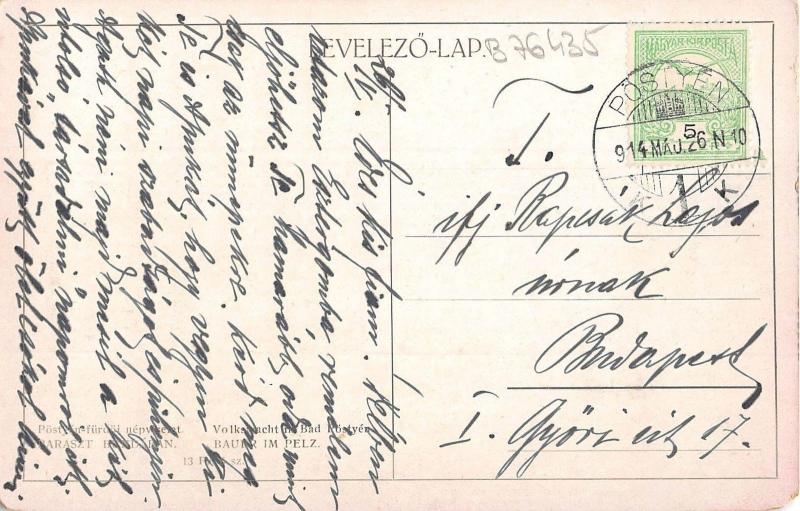 B76435 Bad postyen Slovakia Type im Pelz 1914