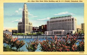 Ohio Columbus New Ohio State Office Building and A I U Citadel 1949 Curteich