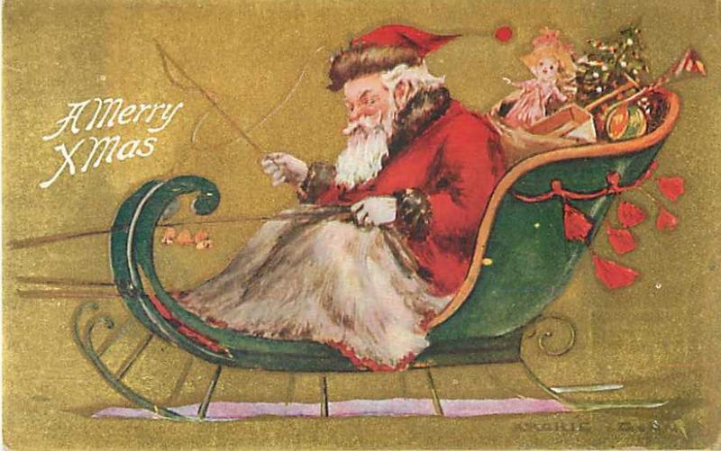 Santa - A Merry XMass Divided Back Postcard Christmas