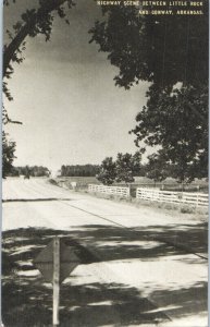 Highway Scene between Little Rock and Conway Arkansas Postcard RPPC