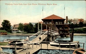 Winthrop Beach MA Massachusetts Yacht Club Floats c1900-20s Vintage Postcard