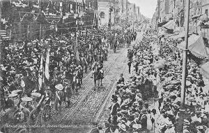 Baltimore MD Parade on Baltimore Street Trolley Tracks Postcard