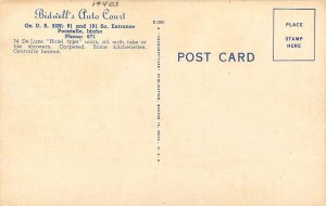 Pocatello Idaho 1940s Bidwell's Auto Court roadside Occupation Postcard 24-8109