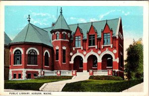 Postcard LIBRARY SCENE Auburn Maine ME AM1339