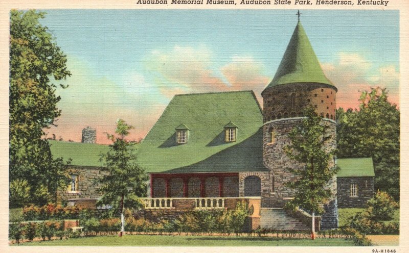 Vintage Postcard 1930's Audubon Memorial Museum State Park Henderson Kentucky KY 