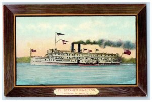 c1910 Steamer Kingston Thousand Islands New York Framed Picture Vintage Postcard