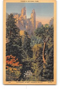 Yosemite National Park California CA Postcard 1930-1950 Cathedral Spires