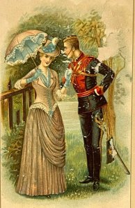 Victorian Trade Card Arbuckle Bros Coffee New York 1870-1900 Soldier Lady