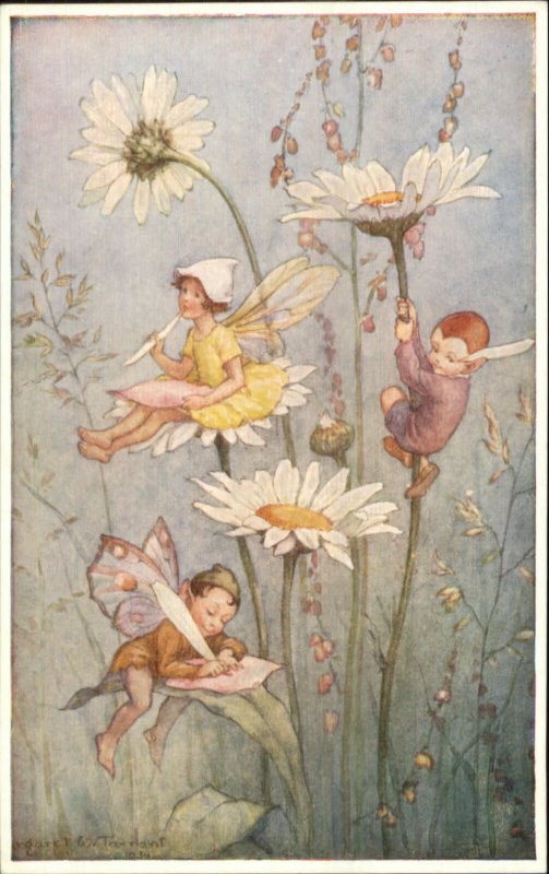 Fantasy Elves Fairies Giant Flowers PIXIE POST Margaret Tarrant Postcard