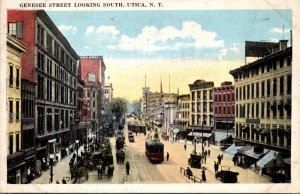 New York Utica Trolleys On Genesee Street Looking South