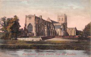 CHRISTCHURCH DORSET UK PRIORY CHURCH FROM THE MEADOWS FRITH'SPOSTCARD 1910s