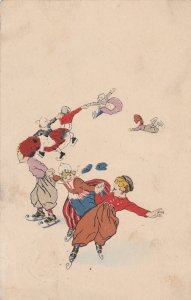 FLYING DANCERS CARTOON - Vintage POSTCARD (Posted Torva, Estonia)