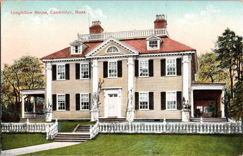 Longfellow House Cambridge Mass Undivided Back Antique Postcard Vintage UNP Vtg 