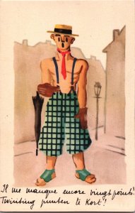 Comic Caricature Men Vintage Postcard 09.13