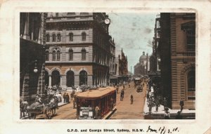 Australia GPO and George Street Sydney New South Wales Vintage Postcard 08.94