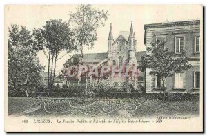 Old Postcard Lisieux Jradin The Public and the apse of St. Peter's Church