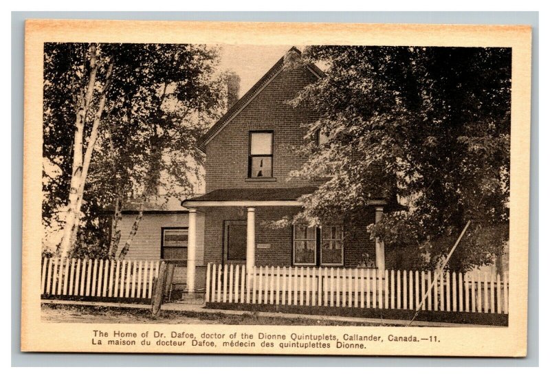 Vintage 1930's Photo Postcard Home Dr. Dafoe Dionne Quintuplets Callander Canada