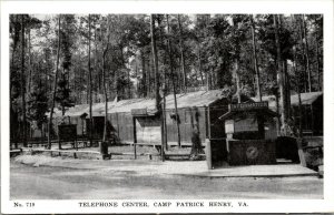 Vtg Camp Patrick Henry VA Area 6 Telephone Center 1940s WW2 Era Postcard