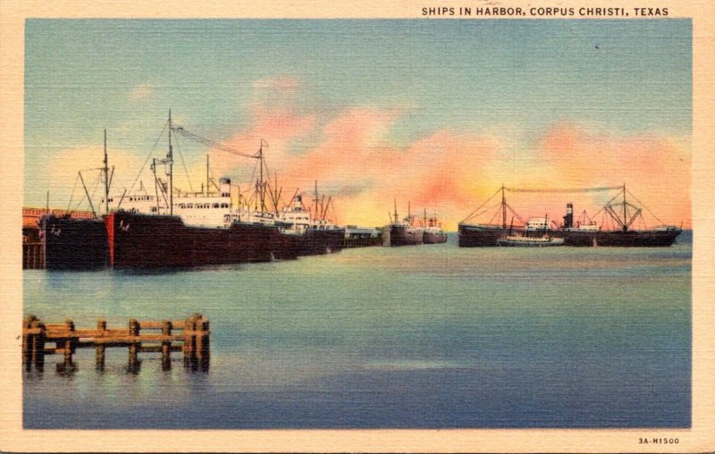 Texas Corpus Christi Ships In The Harbor Curteich