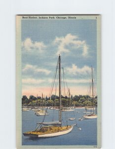 Postcard Boat Harbor, Jackson Park, Chicago, Illinois