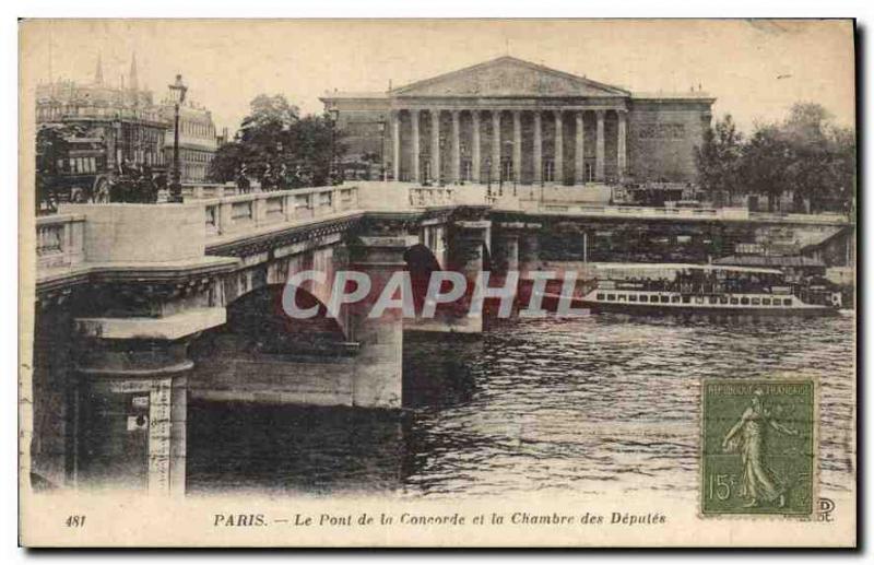 Postcard Old Paris Pont de la Concorde and the Chamber of Deputies